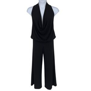 Unaluna‎ Black Halter Draped Wide Leg Jumpsuit M